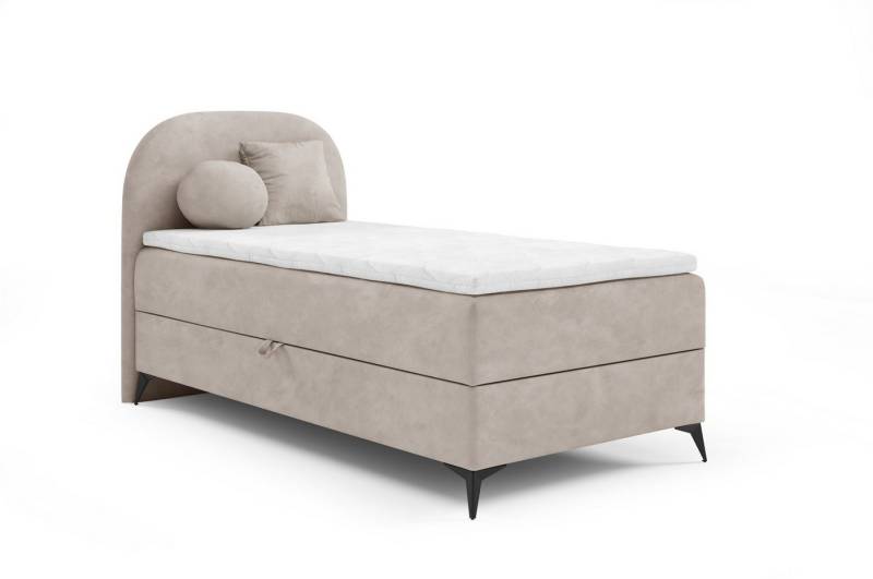 Fun Möbel Boxbett Gästebett GORGIA Stoff Jasmin (Füße ca. 13cm hoch, Bettkastenseite wählbar), Inkl. 2 Zierkissen von Fun Möbel