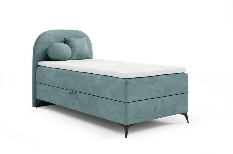 Fun Möbel Boxbett Gästebett GORGIA Stoff Jasmin (Füße ca. 13cm hoch, Bettkastenseite wählbar), Inkl. 2 Zierkissen von Fun Möbel