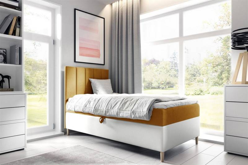 Fun Möbel Boxbett Gästebett Kinderbett HELVI Nr.1 (inkl. Bettkasten und Topper), Bettkastenseite frei wählbar von Fun Möbel