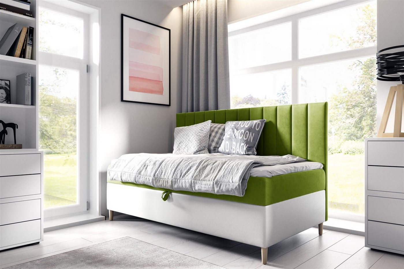 Fun Möbel Boxbett Gästebett Kinderbett HELVI Nr.2 (inkl. Bettkasten und Topper) von Fun Möbel