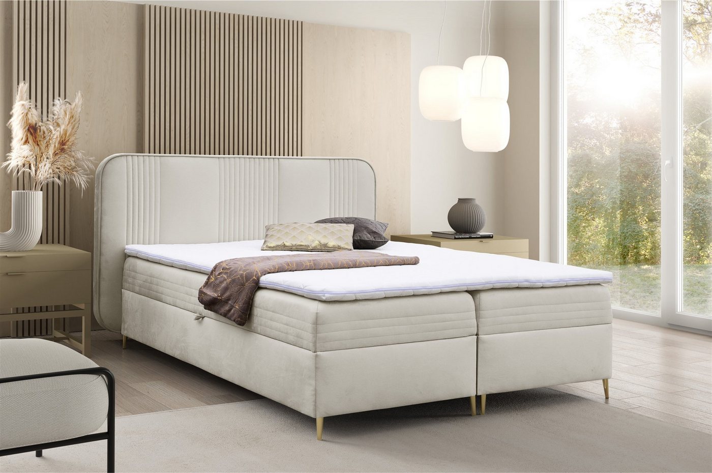 Fun Möbel Boxbett Schlafzimmerbett ALIZE Stoff Fresh, inkl. Bettkasten und Topper von Fun Möbel