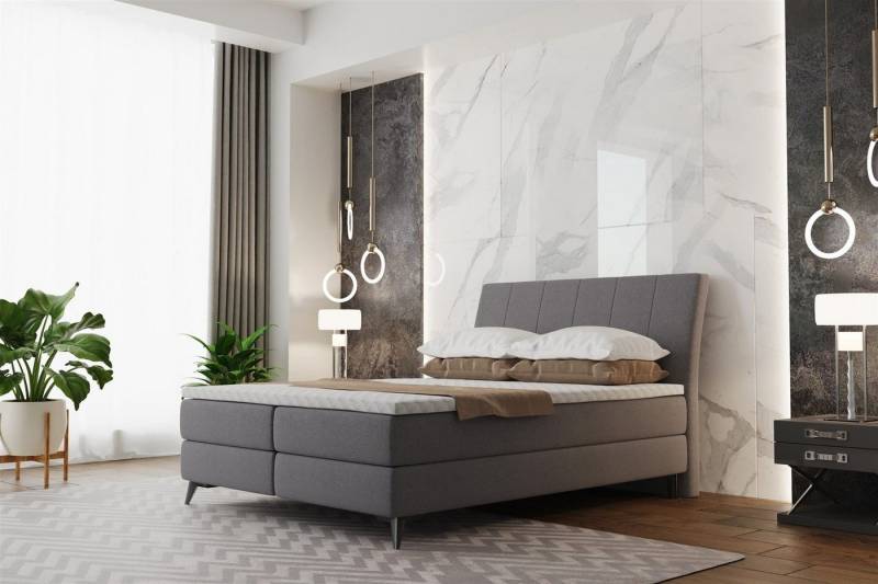 Fun Möbel Boxbett Schlafzimmerbett AMATO in Stoff (Stoff Soro oder Sawana, inkl. Topper), Inkl. Bettkasten von Fun Möbel