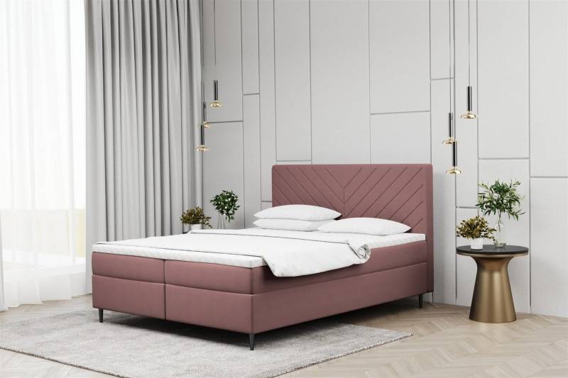 Fun Möbel Boxbett Schlafzimmerbett BONITA Überlänge in Stoff Matt Velvet (inkl. Bettkästen, inkl. Kaltschaumtopper), auch in Standardlänge erhältlich von Fun Möbel