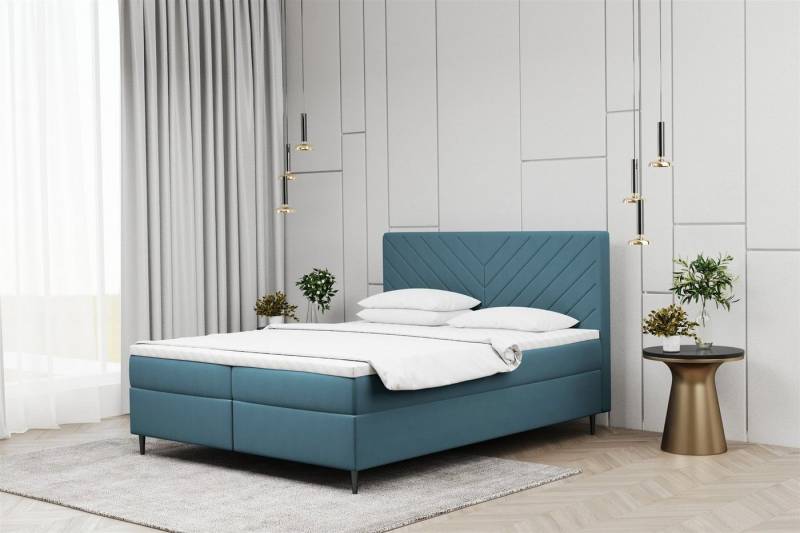 Fun Möbel Boxbett Schlafzimmerbett BONITA Überlänge in Stoff Matt Velvet (inkl. Bettkästen, inkl. Kaltschaumtopper), auch in Standardlänge erhältlich von Fun Möbel
