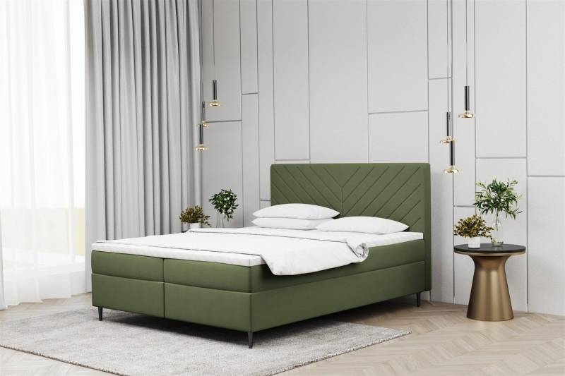 Fun Möbel Boxbett Schlafzimmerbett BONITA Überlänge in Stoff Matt Velvet (inkl. Bettkästen, inkl. Kaltschaumtopper), auch in Standardlänge erhältlich von Fun Möbel
