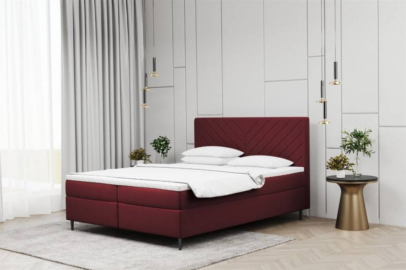 Fun Möbel Boxbett Schlafzimmerbett BONITA Überlänge in Stoff Matt Velvet (inkl. Bettkästen, inkl. Kaltschaumtopper), auch in Standardlänge erhältlich von Fun Möbel