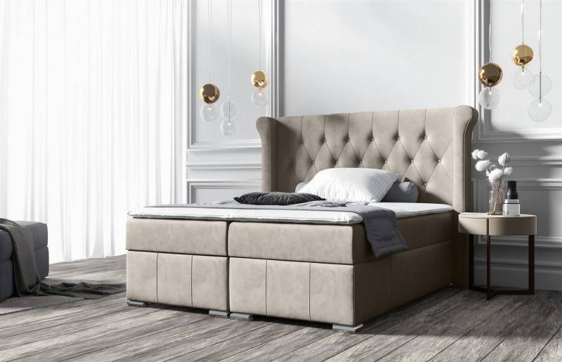 Fun Möbel Boxbett Schlafzimmerbett BUGRA in Stoff Monolith oder Matt Velvet (inkl. Bettkästen, inkl. Kaltschaumtopper), Beidseitig aufklappbare Bettkästen von Fun Möbel