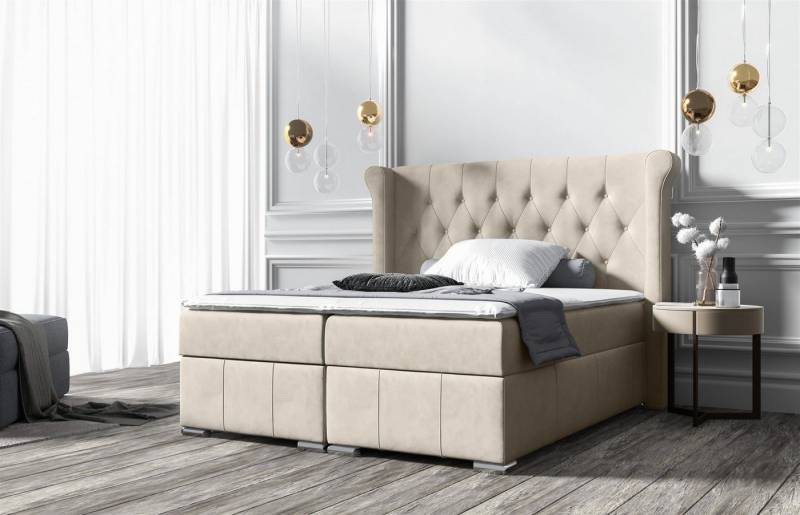 Fun Möbel Boxbett Schlafzimmerbett BUGRA in Stoff Monolith oder Matt Velvet (inkl. Bettkästen, inkl. Kaltschaumtopper), Beidseitig aufklappbare Bettkästen von Fun Möbel