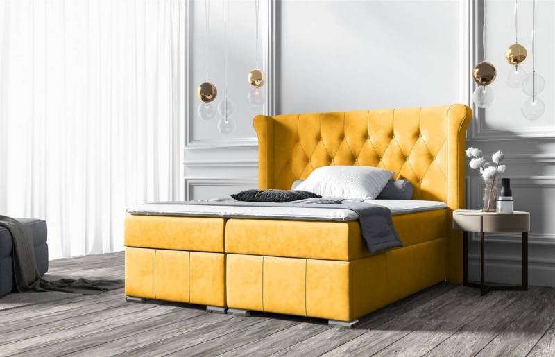 Fun Möbel Boxbett Schlafzimmerbett BUGRA in Stoff Monolith oder Matt Velvet (inkl. Bettkästen, inkl. Kaltschaumtopper), Beidseitig aufklappbare Bettkästen von Fun Möbel