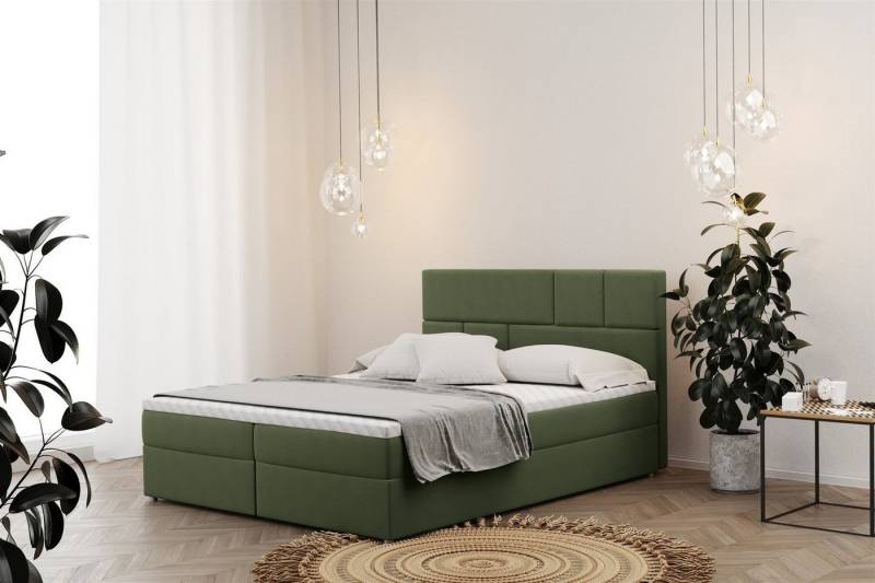 Fun Möbel Boxbett Schlafzimmerbett CALVIN Überlänge in Stoff neue Farben (inkl. Bettkästen, inkl. Kaltschaumtopper) von Fun Möbel
