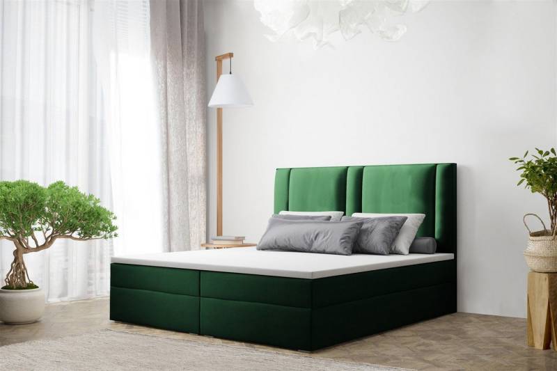 Fun Möbel Boxbett Schlafzimmerbett CANDELA Stoff Riviera oder Matt Velvet (inkl. Viscoschaumtopper) von Fun Möbel