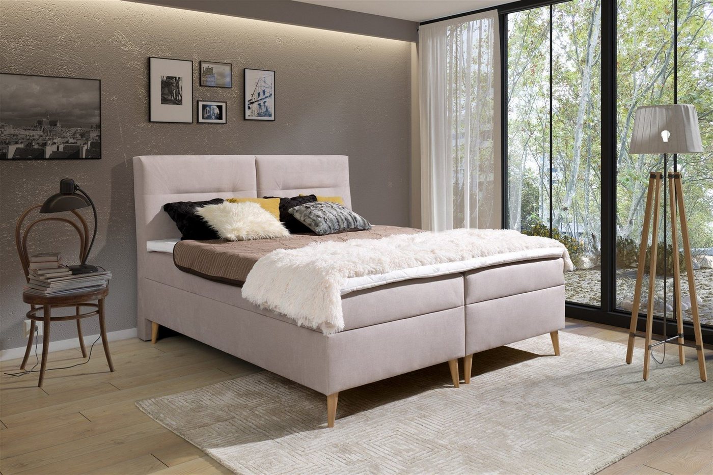 Fun Möbel Boxbett Schlafzimmerbett DANILO in Stoff Fancy oder Kunstleder (inkl. Bettkasten, inkl. Kaltschaumtopper) von Fun Möbel