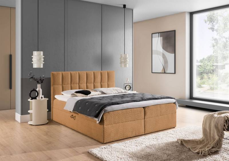 Fun Möbel Boxbett Schlafzimmerbett DOMINGA Standard Überlänge (220cm) (mit Bonellfederkernmatratze, inkl. Kaltschaumtopper), 2 x Bettkasten von Fun Möbel
