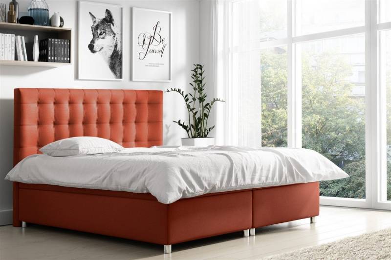 Fun Möbel Boxbett Schlafzimmerbett ENZO in Stoff (inkl. Bettkasten, inkl. Kaltschaumtopper) von Fun Möbel