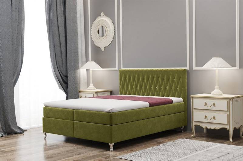 Fun Möbel Boxbett Schlafzimmerbett ESME Überlänge in Stoff Riviera (inkl. Bettkästen, inkl. Kaltschaumtopper), auch in Standardlänge erhältlich von Fun Möbel
