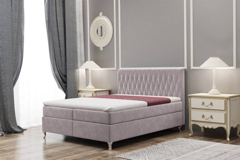 Fun Möbel Boxbett Schlafzimmerbett ESME in Stoff Riviera (inkl. Bettkästen, inkl. Kaltschaumtopper), auch in Überlänge erhältlich von Fun Möbel