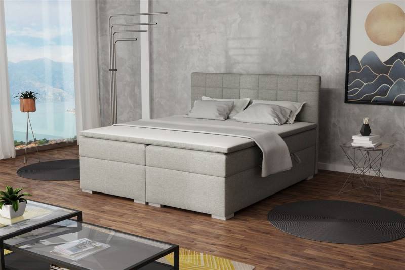 Fun Möbel Boxbett Schlafzimmerbett FARUK in Stoff oder Kunstleder (inkl. Bettkästen und Topper, Kunstleder oder Stoff), Beidseitig aufklappbare Bettkästen von Fun Möbel