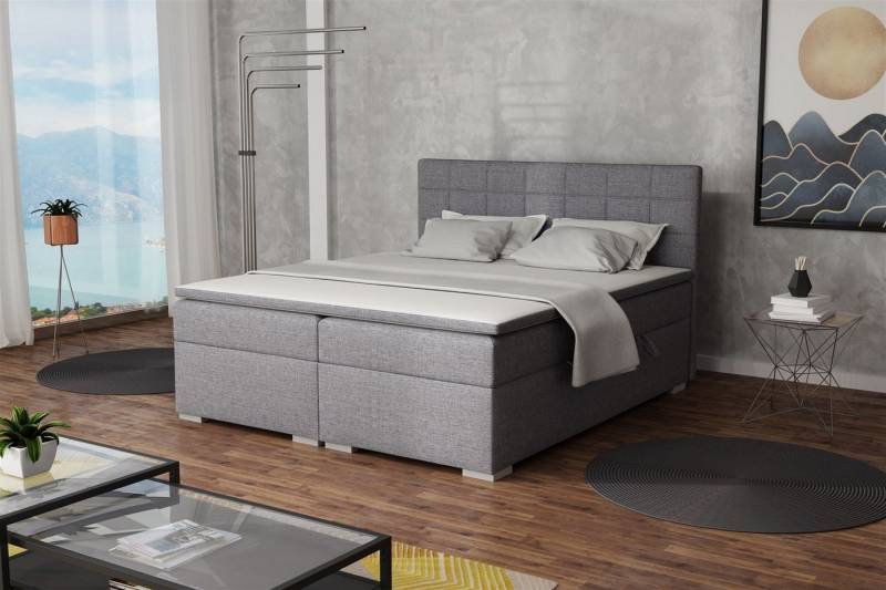 Fun Möbel Boxbett Schlafzimmerbett FARUK in Stoff oder Kunstleder (inkl. Bettkästen und Topper, Kunstleder oder Stoff), Beidseitig aufklappbare Bettkästen von Fun Möbel