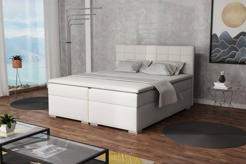 Fun Möbel Boxbett Schlafzimmerbett FARUK in Stoff oder Kunstleder (inkl. Bettkästen und Topper, Kunstleder oder Stoff), Beidseitig aufklappbare Bettkästen von Fun Möbel