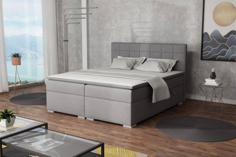 Fun Möbel Boxbett Schlafzimmerbett FARUK in Stoff oder Kunstleder (inkl. Bettkästen und Topper, Kunstleder oder Stoff), Beidseitig aufklappbare Bettkästen von Fun Möbel