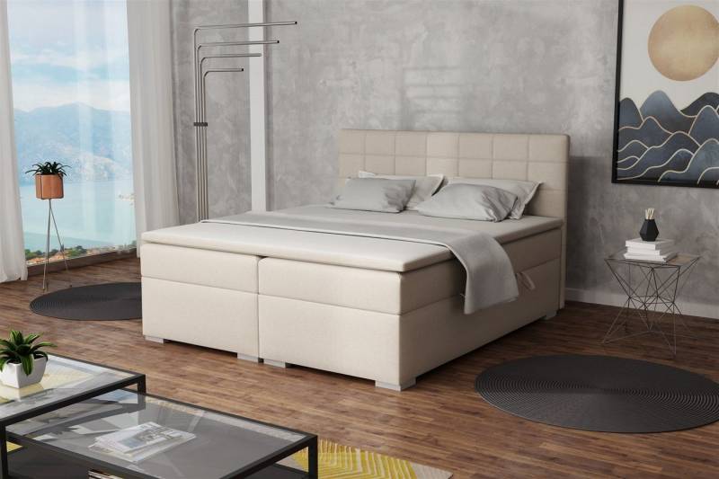 Fun Möbel Boxbett Schlafzimmerbett FARUK in Stoff oder Kunstleder (inkl. Bettkästen und Topper, Kunstleder oder Stoff), Beidseitig aufklappbare Bettkästen von Fun Möbel