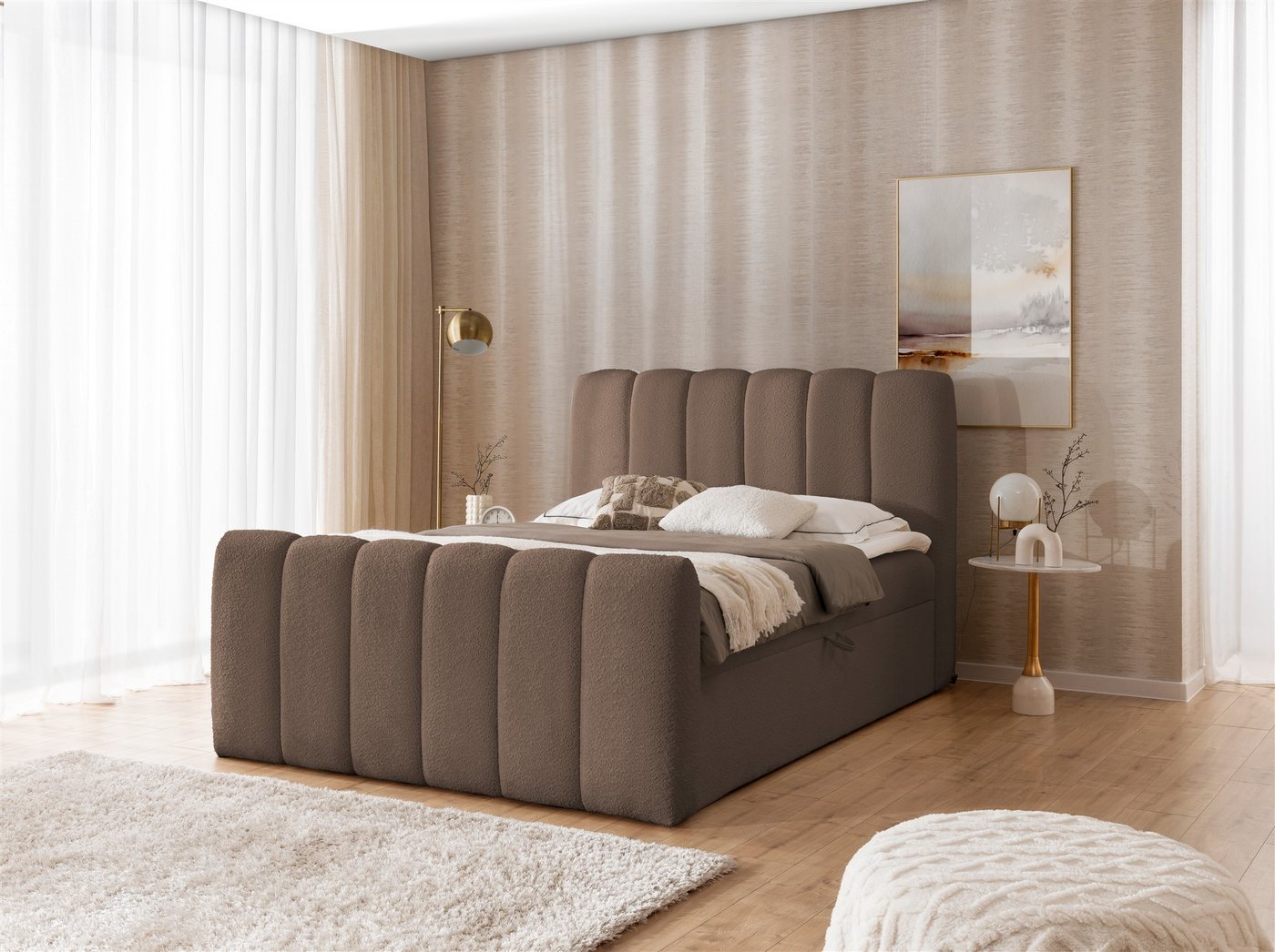 Fun Möbel Boxbett Schlafzimmerbett FUN TIMEO Stoff Catch Me (inkl. Kaltschaum-Topper, inkl. Bonellfederkernmatratze), inkl. 2 x Bettkasten von Fun Möbel