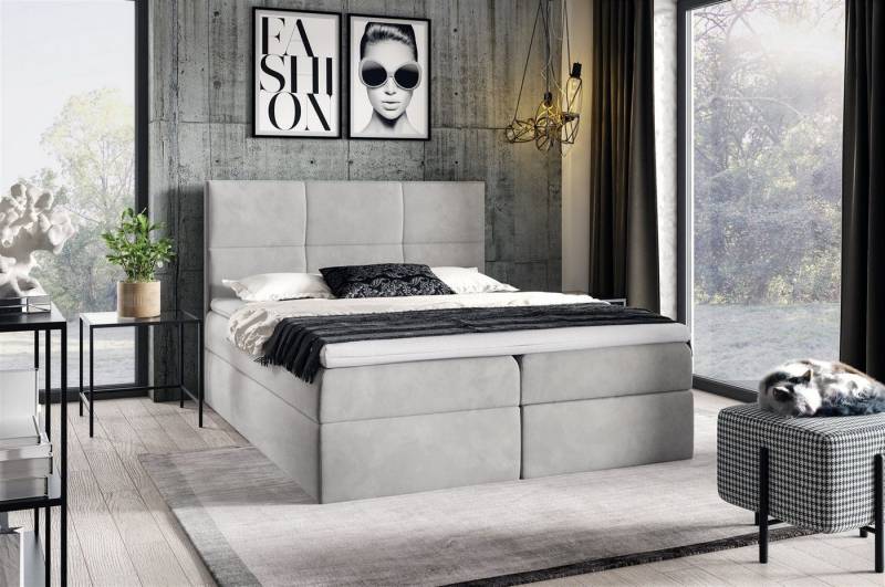 Fun Möbel Boxbett Schlafzimmerbett HUDSON in Stoff Fresh (inkl. Kaltschaumtopper und Topper) von Fun Möbel