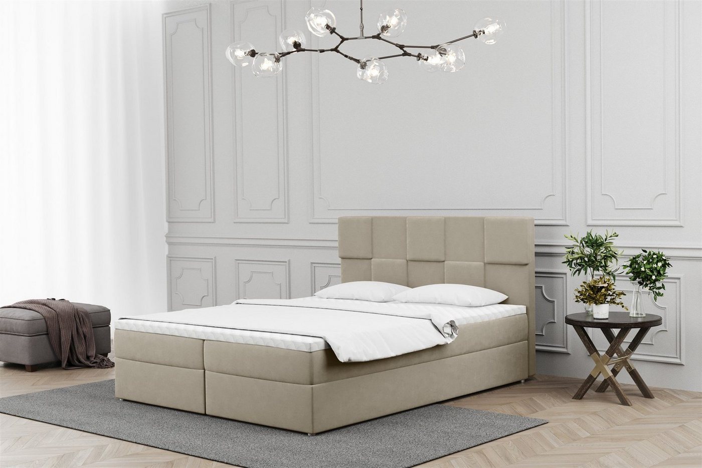 Fun Möbel Boxbett Schlafzimmerbett JOLIE Überlänge in Stoff (auch in Standardlänge erhältlich), inkl. Topper und Bettkästen von Fun Möbel