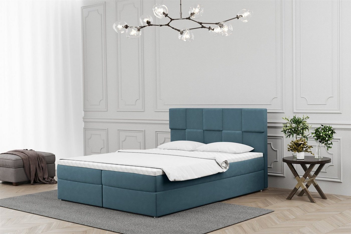 Fun Möbel Boxbett Schlafzimmerbett JOLIE Überlänge in Stoff (auch in Standardlänge erhältlich), inkl. Topper und Bettkästen von Fun Möbel
