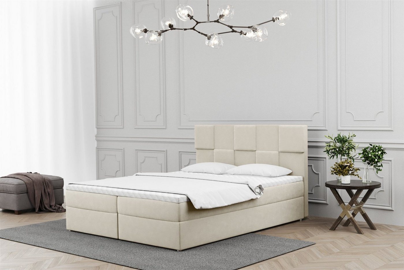 Fun Möbel Boxbett Schlafzimmerbett JOLIE Überlänge in Stoff (auch in Standardlänge erhältlich), inkl. Topper und Bettkästen von Fun Möbel