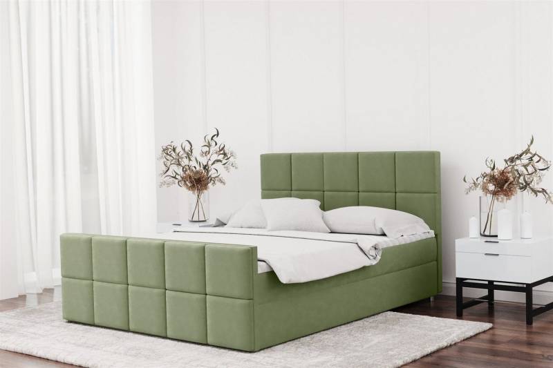 Fun Möbel Boxbett Schlafzimmerbett JOST in Stoff Matt Velvet (auch in Überlänge erhältlich), inkl. Bettkasten und Topper von Fun Möbel