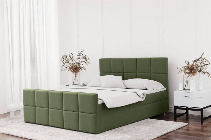 Fun Möbel Boxbett Schlafzimmerbett JOST in Stoff Matt Velvet (auch in Überlänge erhältlich), inkl. Bettkasten und Topper von Fun Möbel