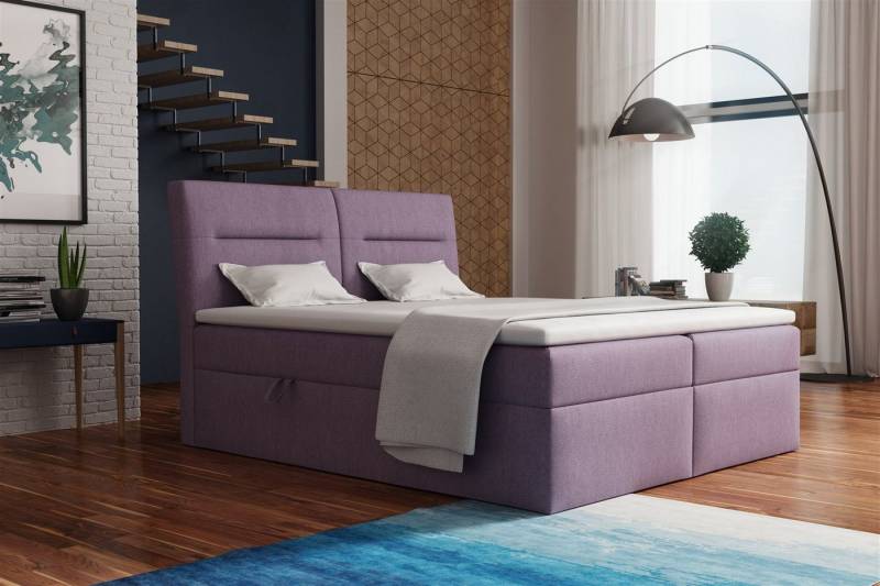 Fun Möbel Boxbett Schlafzimmerbett LUAN in Stoff oder Kunstleder (inkl. Bettkasten, inkl. Kaltschaumtopper) von Fun Möbel