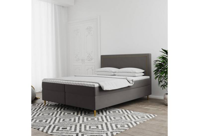 Fun Möbel Boxbett Schlafzimmerbett LUCIEN Überlänge in Stoff Soro (inkl. Kaltschaumtopper und Bettkästen), auch in Standardlänge erhältlich von Fun Möbel
