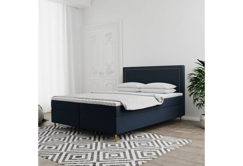 Fun Möbel Boxbett Schlafzimmerbett LUCIEN Überlänge in Stoff Soro (inkl. Kaltschaumtopper und Bettkästen), auch in Standardlänge erhältlich von Fun Möbel