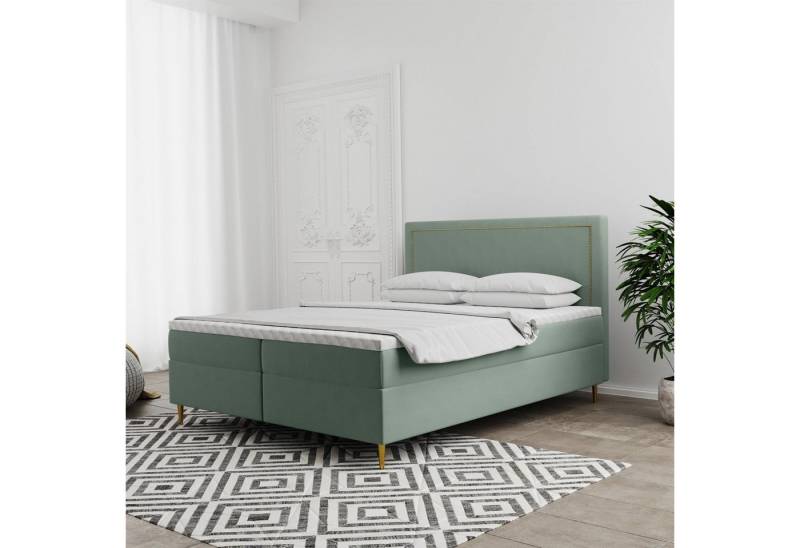 Fun Möbel Boxbett Schlafzimmerbett LUCIEN Überlänge in Stoff Soro (inkl. Kaltschaumtopper und Bettkästen), auch in Standardlänge erhältlich von Fun Möbel