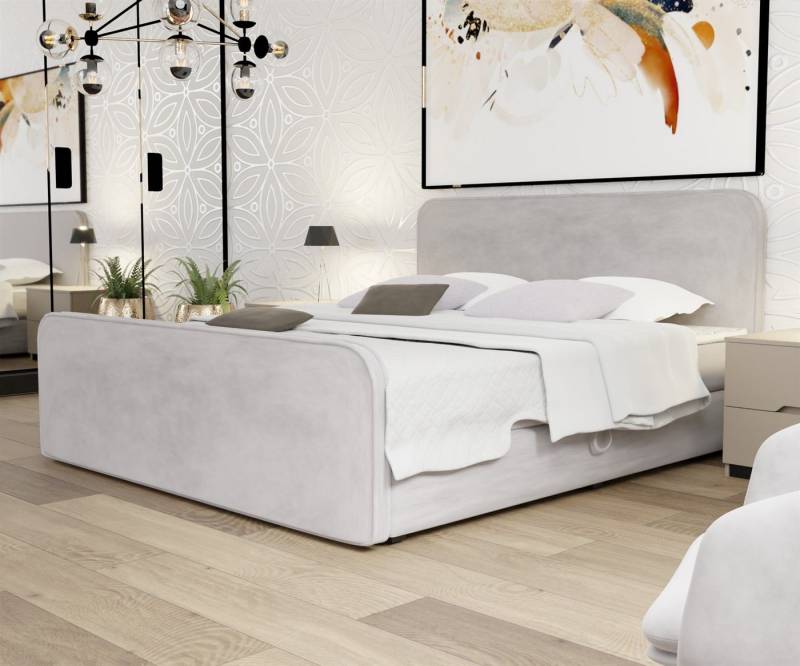Fun Möbel Boxbett Schlafzimmerbett MABEL Überlänge (220cm) in Stoff Opera Velvet (inkl. Kaltschaumtopper), Beidseitig aufklappbare Bettkästen von Fun Möbel