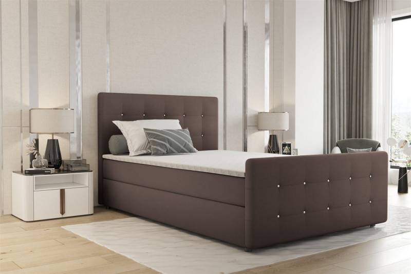 Fun Möbel Boxbett Schlafzimmerbett MARKOS in Stoff Soro (Liegefläche in Stoff und Farbe des Bettes, inkl. Bettkästen und Topper), Strasssteine in Kopf- und Fußteil von Fun Möbel