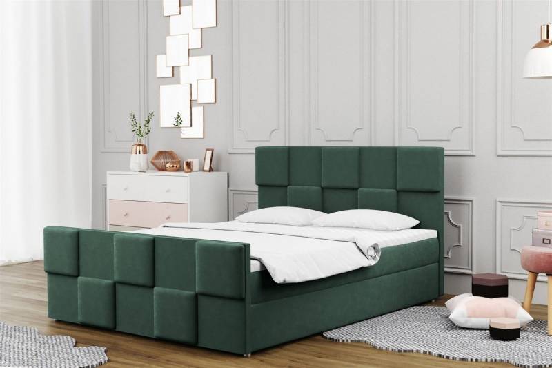 Fun Möbel Boxbett Schlafzimmerbett MURILO Überlänge in Stoff Monolith (auch in Standardlänge erhältlich, inkl. Kaltschaumtopper und Topper), gepolstertes Fußteil von Fun Möbel