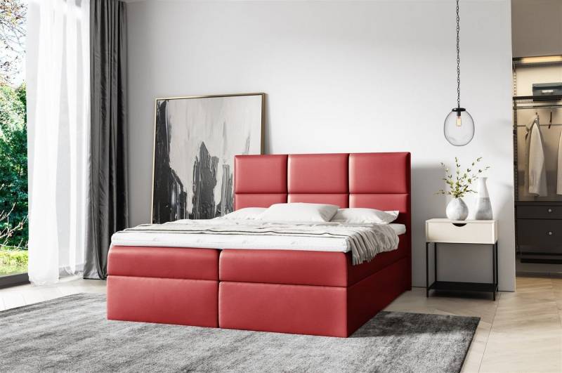 Fun Möbel Boxbett Schlafzimmerbett OLIVIA in Kunstleder (Auch erhältlich in Überlänge 220 cm, Inkl. Bettkasten), Inkl. Topper von Fun Möbel