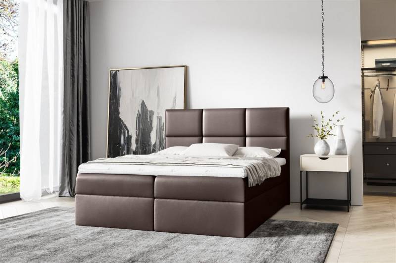 Fun Möbel Boxbett Schlafzimmerbett OLIVIA in Kunstleder (Auch erhältlich in Überlänge 220 cm, Inkl. Bettkasten), Inkl. Topper von Fun Möbel