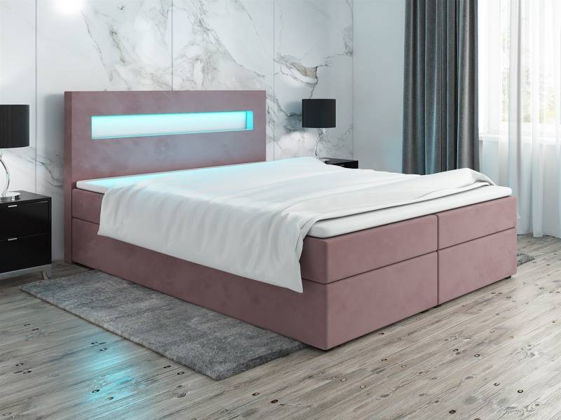 Fun Möbel Boxbett Schlafzimmerbett PAROZO inkl. Bettkasten (Inkl.LED), inkl. RGB LED-Beleuchtung mit Fernbedienung von Fun Möbel