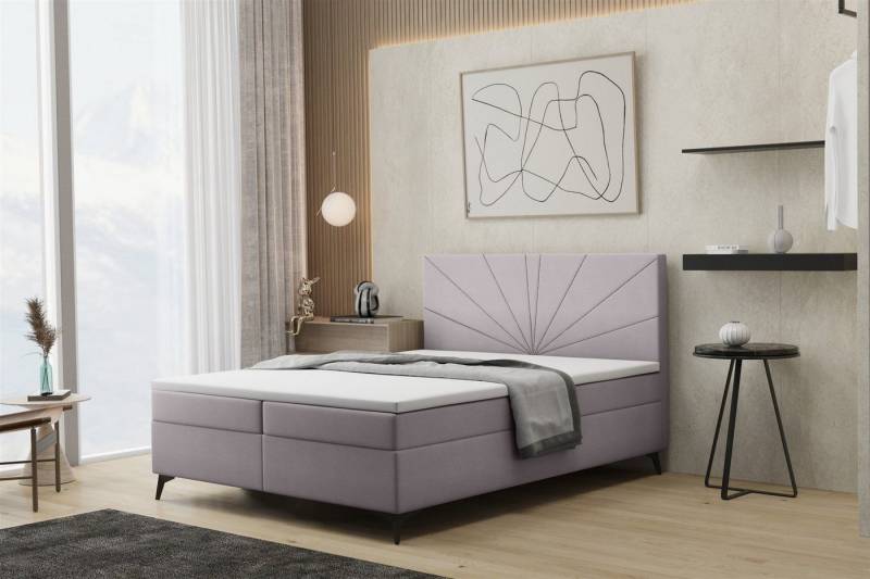 Fun Möbel Boxbett Schlafzimmerbett PONCE in Stoff Riviera (auch in Überlänge erhältlich), inkl. Bettkasten und Topper von Fun Möbel