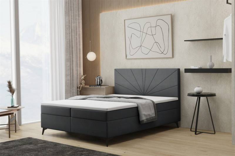 Fun Möbel Boxbett Schlafzimmerbett PONCE in Überlänge in Stoff (inkl. Bettkasten, inkl. Kaltschaumtopper), Überlänge 220cm von Fun Möbel