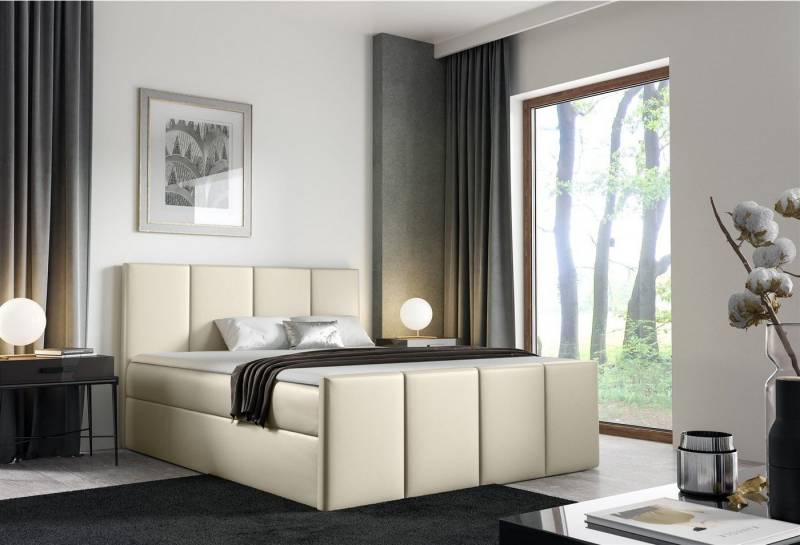 Fun Möbel Boxbett Schlafzimmerbett SVERRE Überlänge in Kunstleder Madryt (inkl. Kaltschaumtopper), gepolstertes Fußteil von Fun Möbel