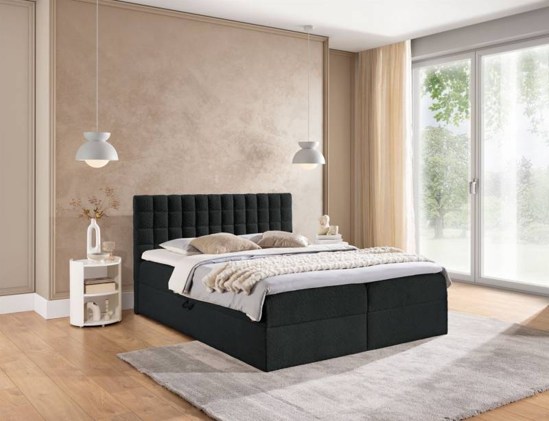 Fun Möbel Boxbett Schlafzimmerbett TORIBO PREMIUM Stoff Coral (inkl. Bettkasten, inkl. Taschenfederkernmatratze), inkl. Viscoschaum-Topper von Fun Möbel