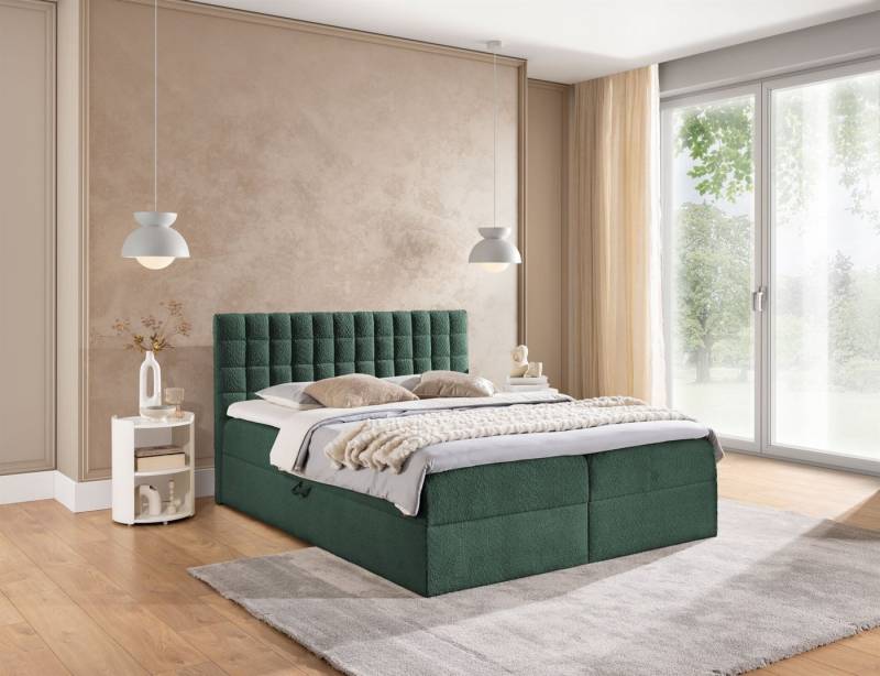 Fun Möbel Boxbett Schlafzimmerbett TORIBO PREMIUM Stoff Coral (inkl. Bettkasten, inkl. Taschenfederkernmatratze), inkl. Viscoschaum-Topper von Fun Möbel