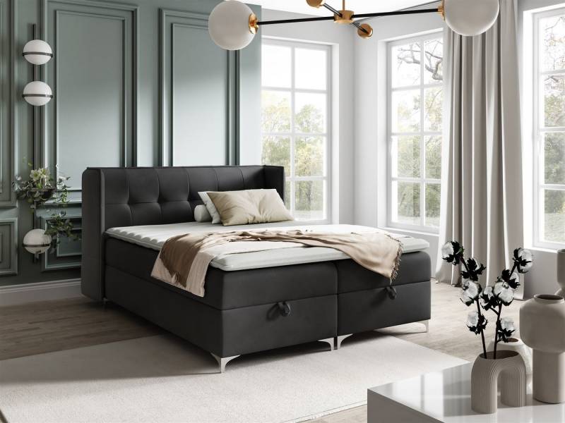 Fun Möbel Boxspringbett Bett Schlafzimmerbett GENET in Stoff Matt Velvet (inkl. Kaltschaumtopper), inkl. Bettkasten von Fun Möbel