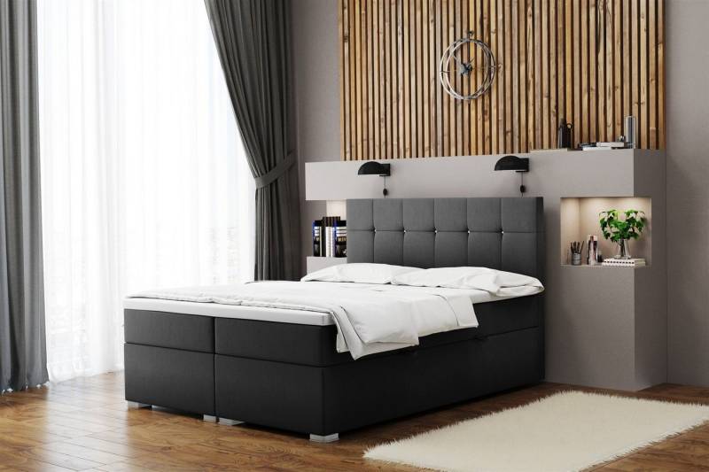 Fun Möbel Boxbett Schlafzimmerbett ABELT Überlänge in Stoff Matt Velvet (incl. Kaltschaumtopper und Bettkästen), Strass-Steine im Kopfteil von Fun Möbel