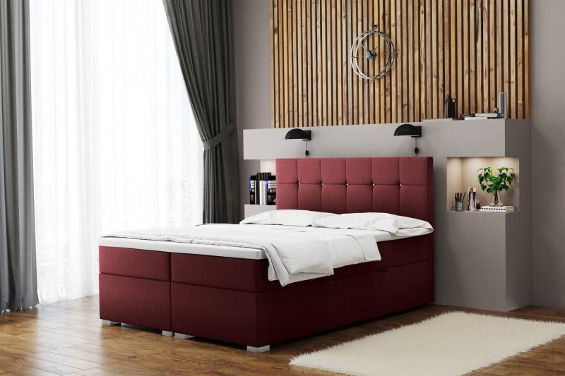 Fun Möbel Boxbett Schlafzimmerbett ABELT Überlänge in Stoff Matt Velvet (incl. Kaltschaumtopper und Bettkästen), Strass-Steine im Kopfteil von Fun Möbel